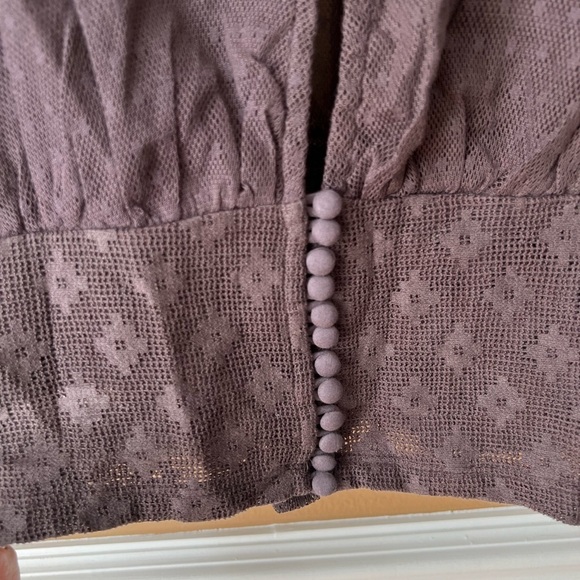 Free People Womens Elegant Brown Lace Top Size XS Boho Cropped - Picture 3 of 7
